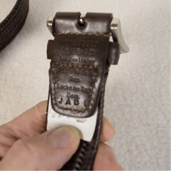 Brown Imitation Leather Stretch Belt Sz L (38-40) Jabi 11DK04DD3 Silver Buckle - Picture 5 of 5